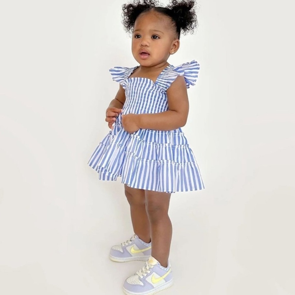 Hill House Blue and White Striped Kids Casual Dress